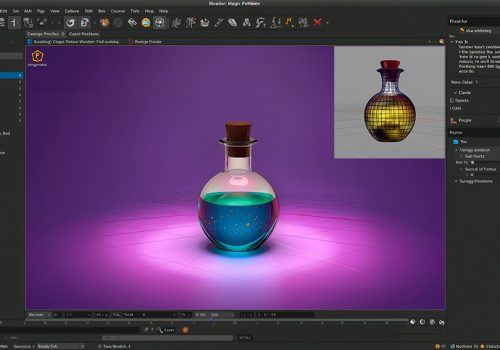 Illustration de la modélisation d'une potion magique sur Blender