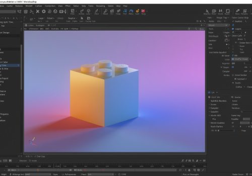 Illustration de la modélisation d'une brique de lego sur Blender