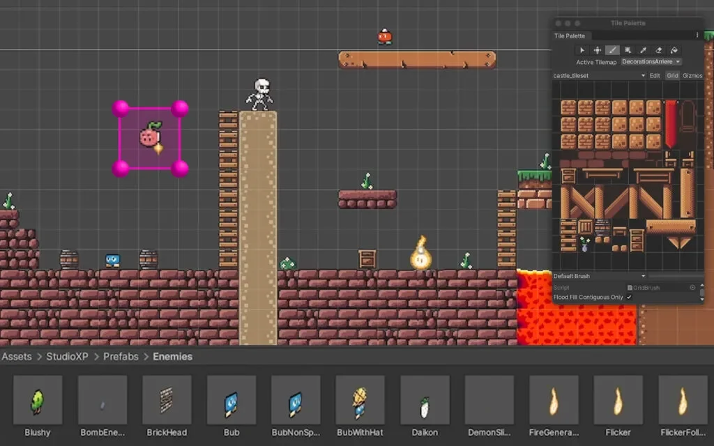 Capture d'écran de l'utilisation du logiciel de jeu vidéo Unity