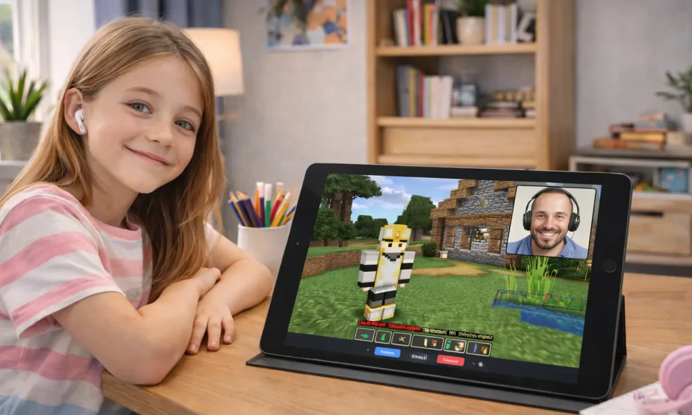 fille cours minecraft mobile